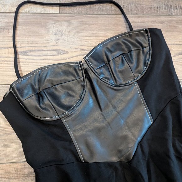 NWT Staud Women Hindley Corset Sexy High Slit Maxi Bodycon Dress Black Silver XL - Picture 6 of 11